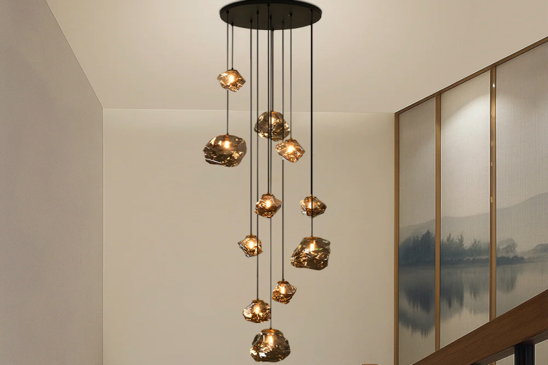 Luminaire de hall d&rsquo;escalier en verre texturé