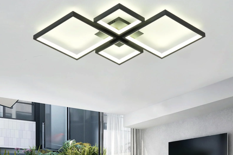 Lampe de plafond acrylique blanc contemporaine géométrique pour le salon
